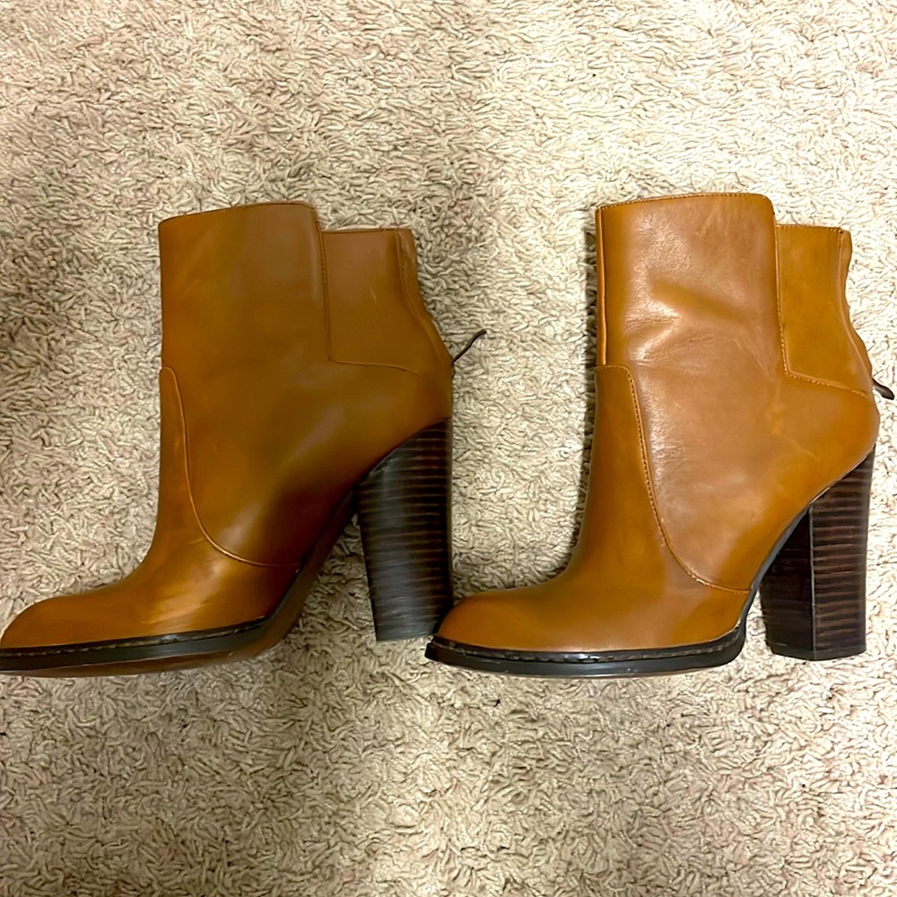 Brown leather booties
